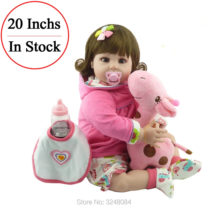

Hot Sale 20" 52cm Handmade Silicone Doll Vinyl Adorable Lifelike Menina Toddler Baby Bonecas Doll Toy For Children
