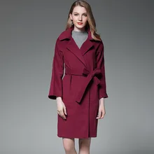 Плотное шерстяное пальто для женщин, двусторонний шерстяной Тренч, женская модная зимняя верхняя одежда с поясом, элегантные пальто, Femme