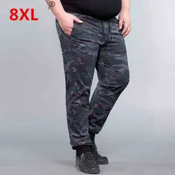 10XL 8XL 6XL 5XL 4XL камуфляж Штаны Для мужчин лоскутное Фитнес Штаны свободные эластичный пояс Пот Штаны Новый осень-зима свободные Homme