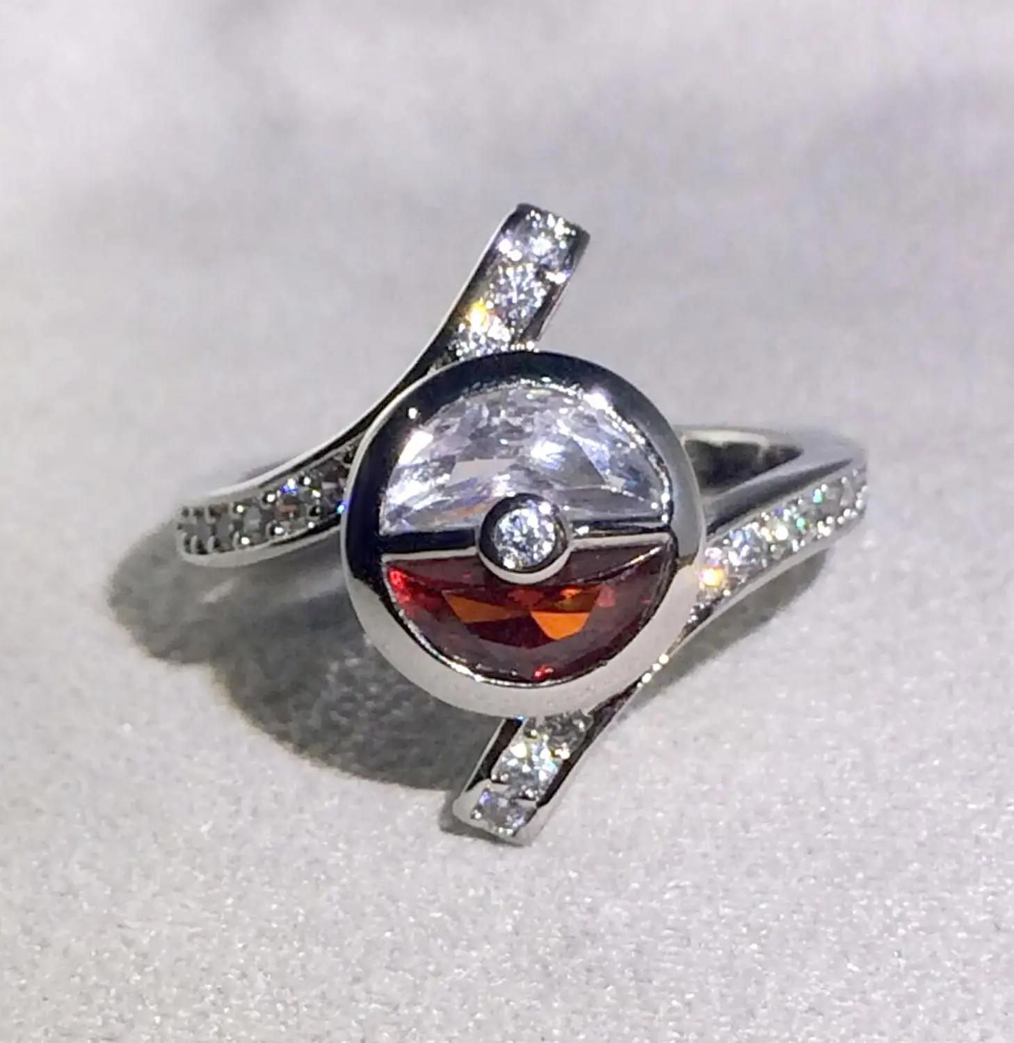 Beiver аниме Pet ball мода мультфильм ювелирные изделия Блестящий Циркон Камень Серебряные милые кольца для женщин Свадебные обручальные ювелирные изделия