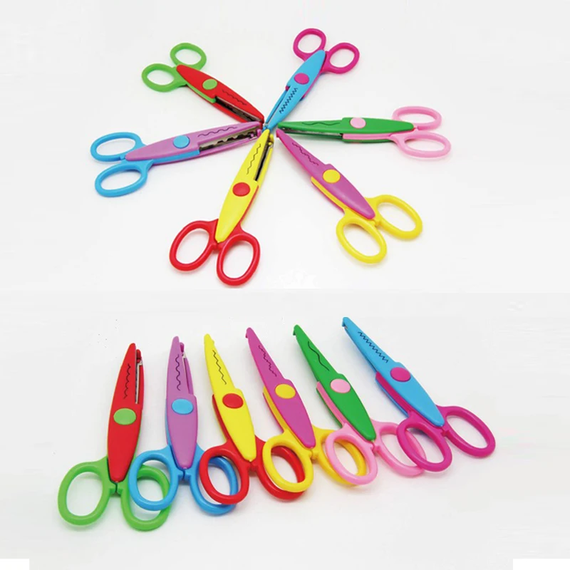 

Metal and Plastic Children Scrapbook Handmade Cartoon Lace Scissors Craft Paper Cutting Craft Stationery Photo Card Making