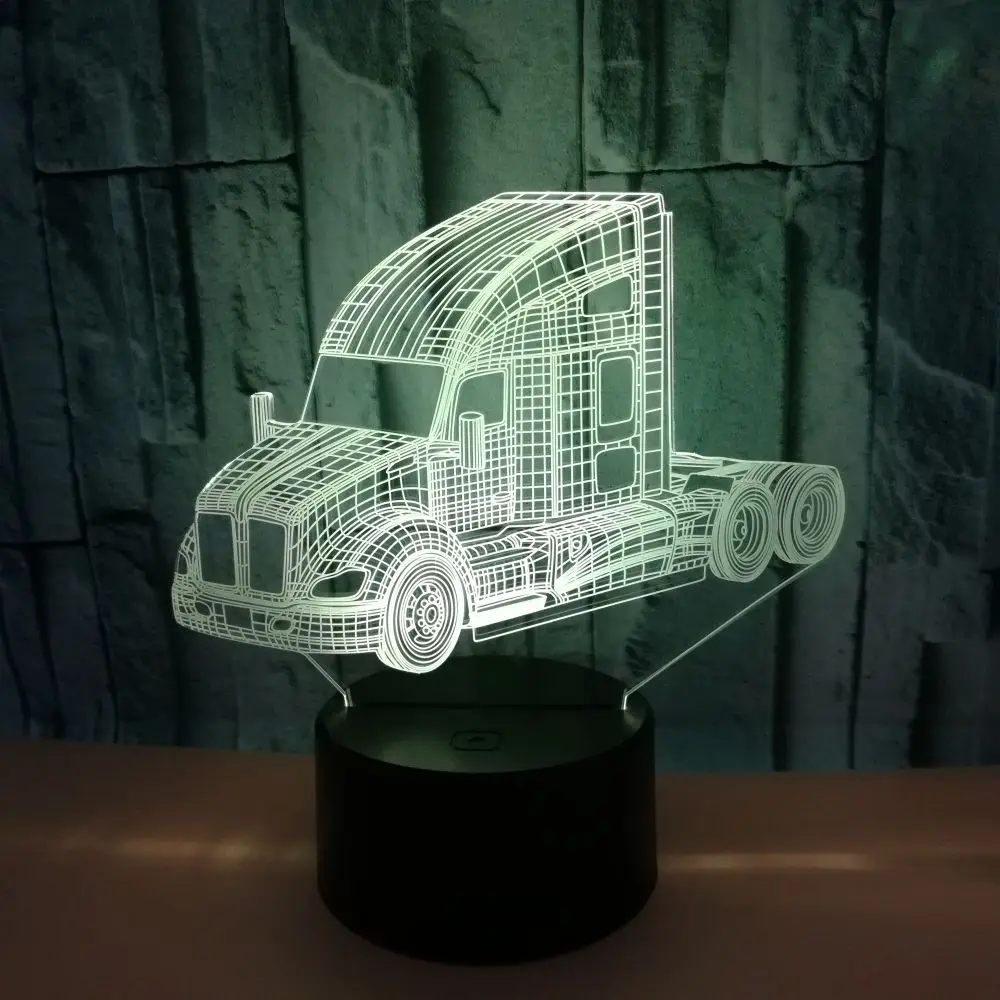 

Truck 3d Lamp Acrylic Visual Stereo Touch Switch led Usb Desk Lamp Illusion Colorful Night Table Lamps For Living Room