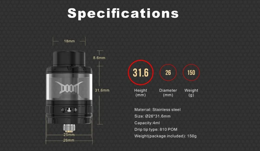 Damn Vape Doom Mesh 26mm RTA-6