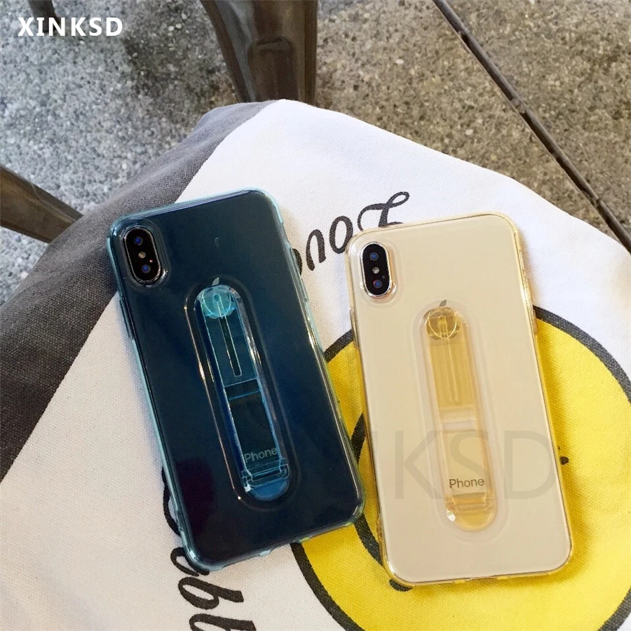 

Soft silicone 3D Invisible stand phone case for iphone X XS Max TPU cover on iphone 5 5S SE 6 6S 7 8 plus support case Coque