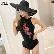 Сексуальный женский летний купальник цельный Цветочный купальник с высоким вырезом открытая спина летний купальник пляжная одежда