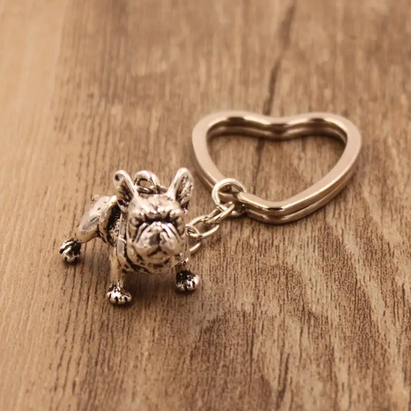 

2018 New French Bulldog Animal Gold Silver Plated Metal Pendant Keychain For Bag Car Women Men Girls Boys Love Jewelry