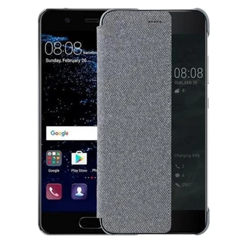 

Haweel For huawei p10 plus leather phone case Cloth Texture PC Smart View Window Cover For huawei p10 plus flip case leather