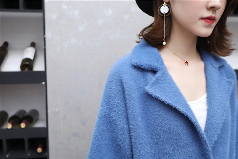 Натуральный мех норки пальто Для женщин; зимнее плотное теплый Детский кардиган, вязаная, с мехом, куртки в Корейском стиле высокое