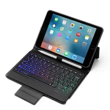 4,0 Bluetooth беспроводной Чехол-клавиатура для iPad Mini 5/iPad mini 4, Премиум чехол-книжка из искусственной кожи с откидной крышкой 7 цветов черного света