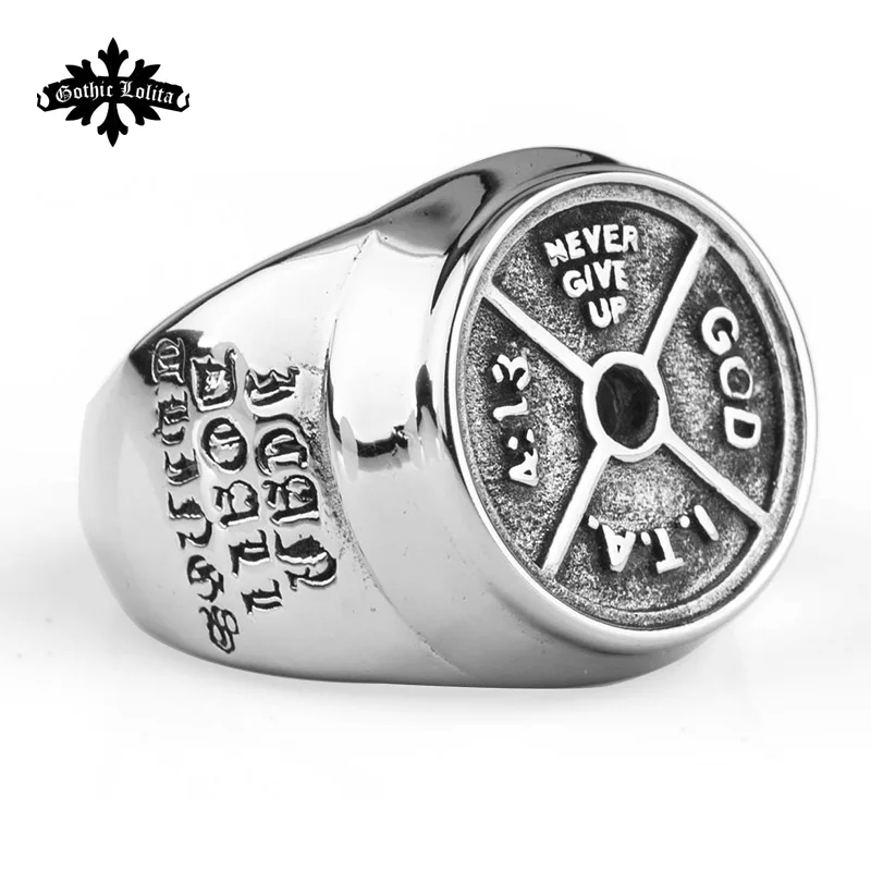 Dumbbell Splicing Stainless steel Ring fitness barbell For Men Jewelry