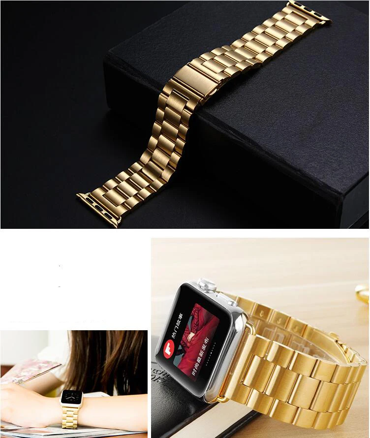 Steel Watchband for iWatch Apple Watch serise 1 2 3 4 Sport Edition 38mm 42mm Wrist Band Bracelet Strap with adapter Replacement