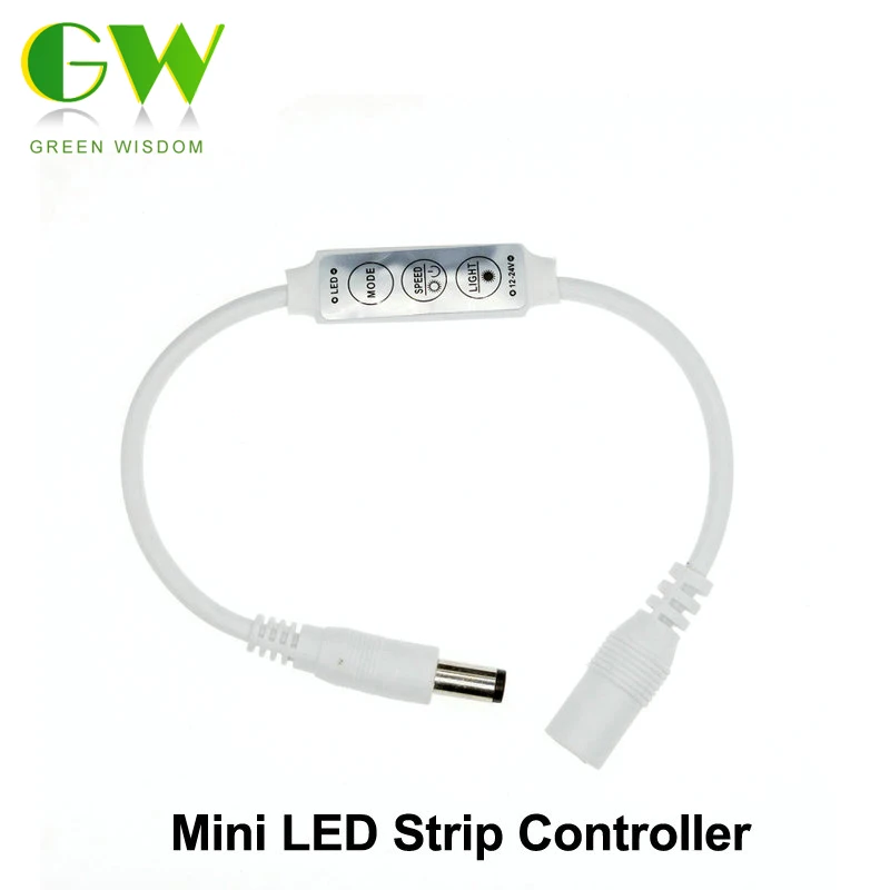 Светодиодные ленты контроллер DC12V Mini 3 ключ один Цвет Светодиодные ленты контроллер с DC разъем