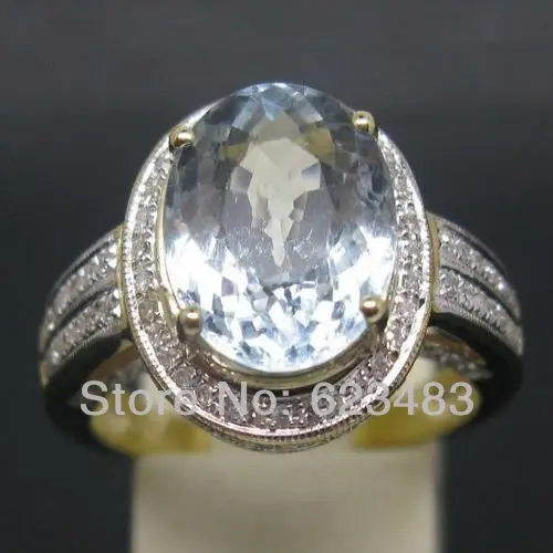 

7.42CT SOLID 14kt Yellow GOLD NATURAL AQUAMARINE . ENGAGEMENT RING