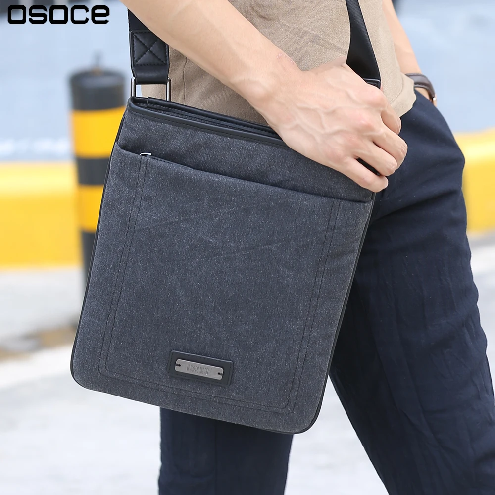 OSOCE Men Mini Small Tablet Bags Canvas Black Blue Fashion Mens Sling