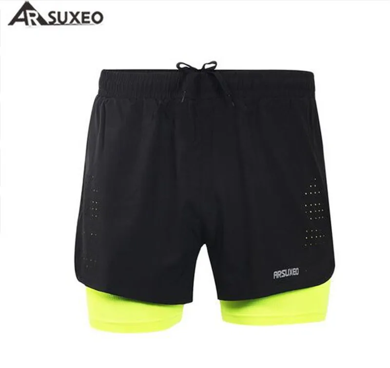 

ARSUXEO Men's 2 in 1 Running Shorts Quick Dry Marathon Training Fitness Running Cycling Sports Shorts 3" Running Shorts