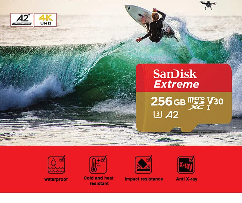 Оригинальная SanDisk карта Micro SD 256GB 160 МБ/с. microSD TF флеш-карта, поддержка официальной проверки 4K Full HD кард-ридер