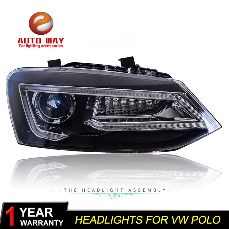 AKD автомобильный Стайлинг Головной фонарь для VW Polo СВЕТОДИОДНЫЙ Фонарь 2011- Новинка Polo DRL H7 D2H Hid опция Angel Eye Bi Xenon луч
