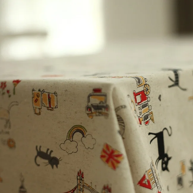 Black Cat table cloth Cotton/Linen table covering dining table