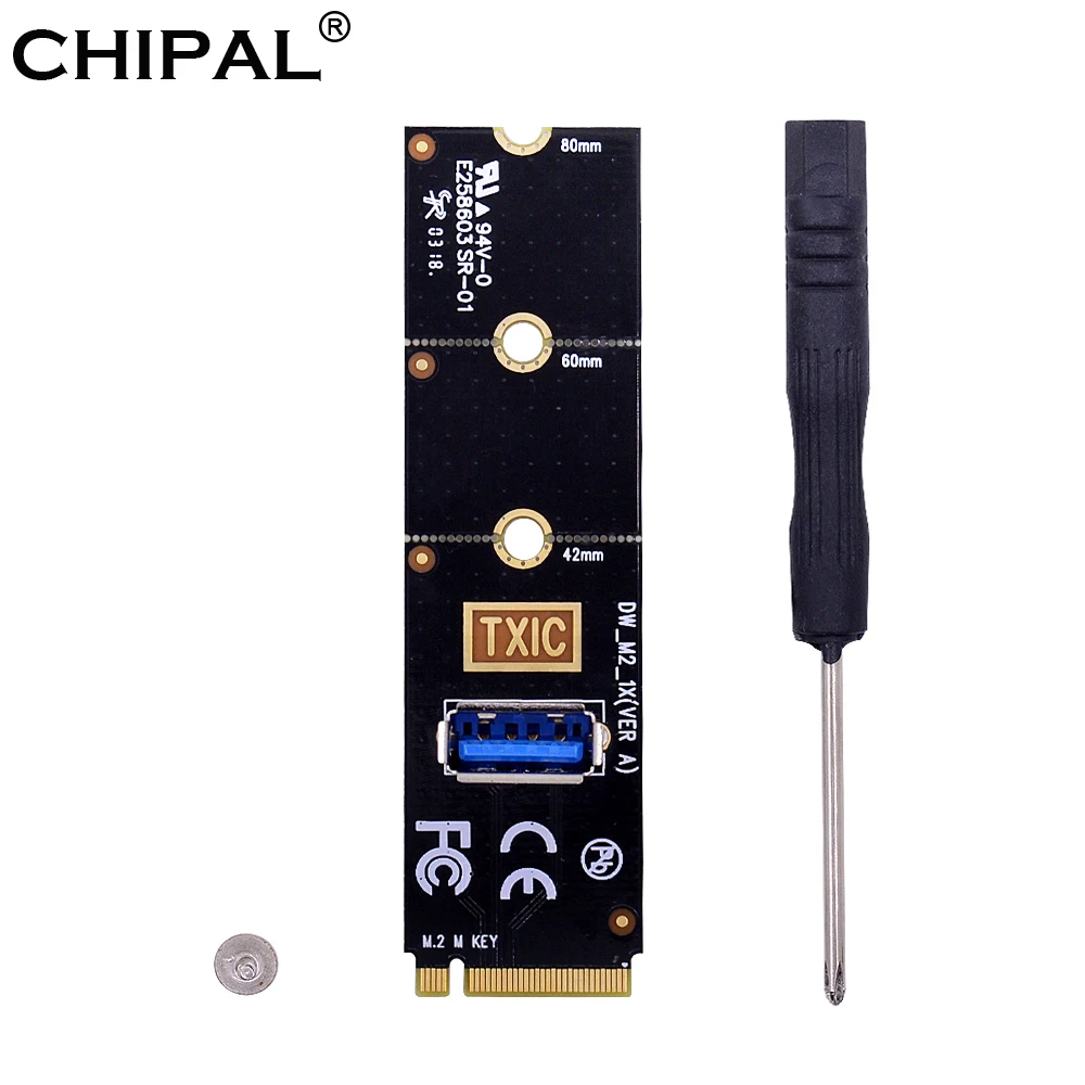 

CHIPAL NGFF M.2 to USB 3.0 Transfer Card M2 M Key to USB3.0 Adapter For PCI-E 1x to 16x Riser Card For Miner
