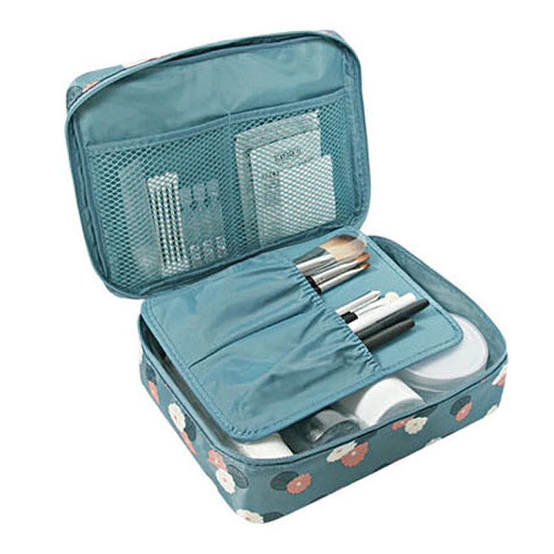 

Travel Casual Floral Cosmetic Bag Lazy Zipper Make Up Function Makeup Case Organizer Storage Pouch Toiletry Beauty Wash Kit Bags