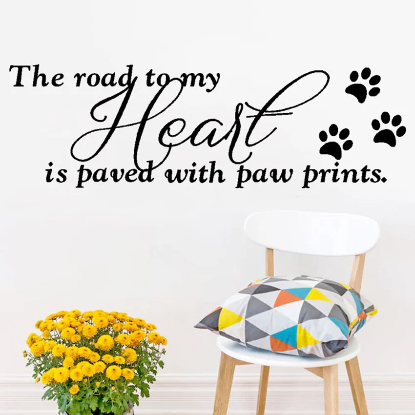 Love Quote for pets wall stickers Dog claws Pattern wall decals for