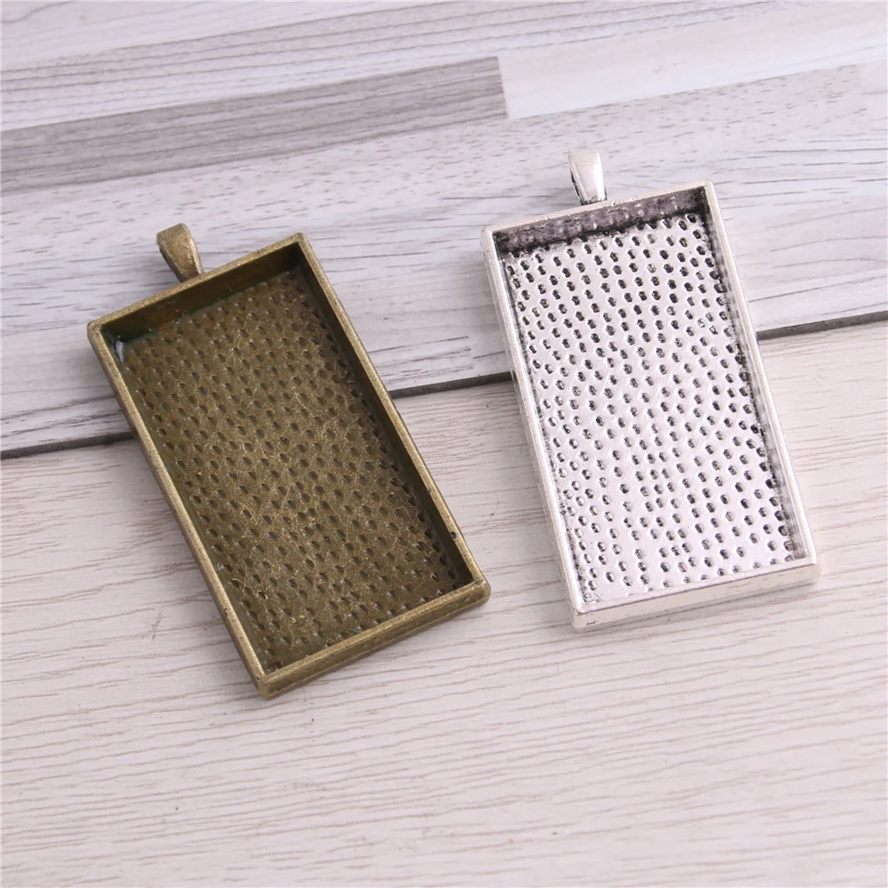 

SWEET BELL 5pcs two color cabochon pendant base tray blanks 24*48mm dia jewelry rectangle bezels diy settings D6408