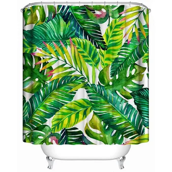 

1PC Floral Shower Curtain Colorful Tropical Plants Polyester Waterproof Curtains For Bath Home Decor Cortina Ducha