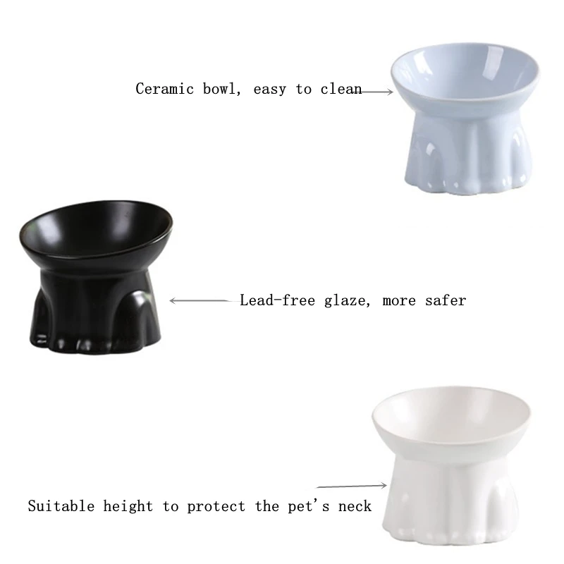 Pet Dog Cat Ceramics Bowl Classical Cervical Health Protective Bowl High Base Water Food Feeder Puppy Kitten Pet Feeding