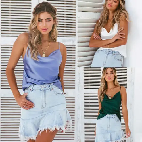 

Summer Women Fashion Strappy Silk Satin Tanks Sexy Camisole Club Vest Loose Tops Sleeveless Tank New Fashion Female Clothes