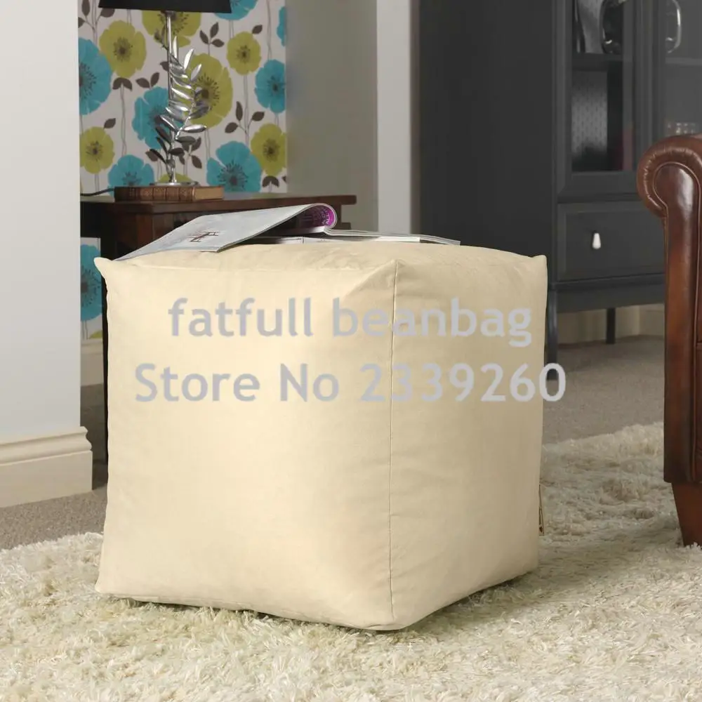 Чехол только нет наполнителя- дизайн зеленый куб мешок фасоли подушки сиденья ног стул, небольшая домашняя мебель Османской стул - Цвет: beige
