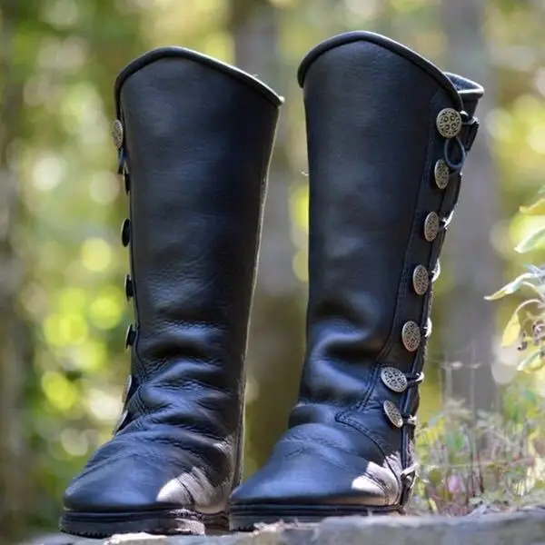 Botas mujer; сапоги до колена; женская Винтажная обувь из искусственной кожи на плоской подошве; женские высокие сапоги для верховой езды на платформе с перекрестной шнуровкой размера плюс