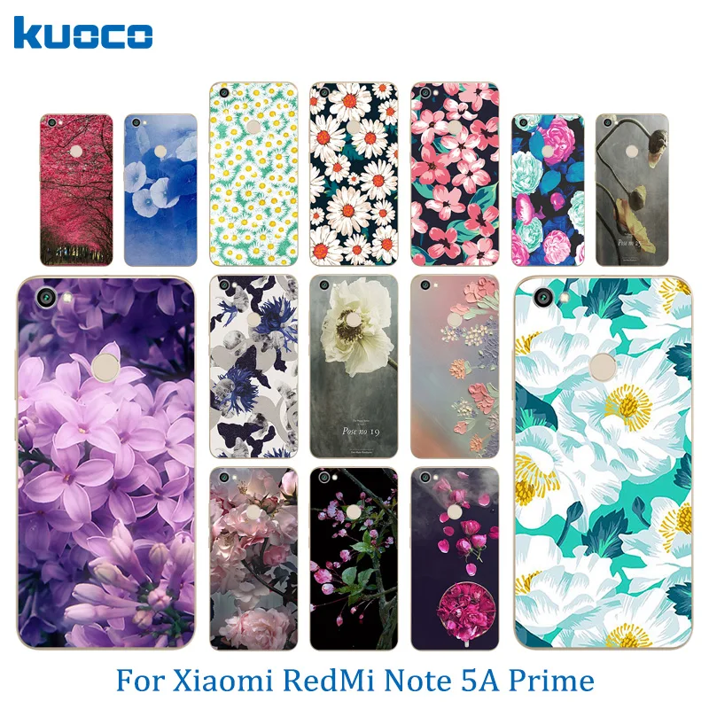 5.5 inch For Xiaomi Redmi Note 5A Prime Fingerprint Phone Cases Silicone Blossom Pattern Back Cover for Hongmi Pro Coque |