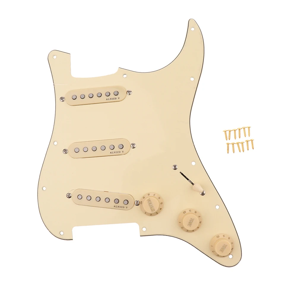 

Wired Single Coil Pickup Scratch Plate with Mount Screws for ST Electric Guitar Musical Instrument Accessory Cream