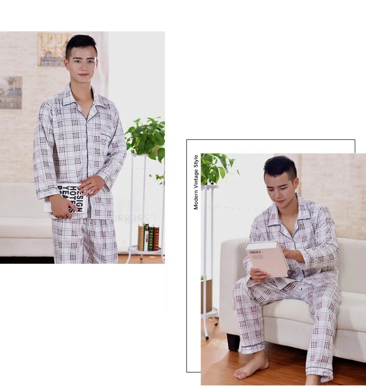 Sale Erkek Pijama Spring And Autumn Men's Long-sleeved Pajama Sets Cotton Thin Middle-aged Pajamas Male Home Service S95