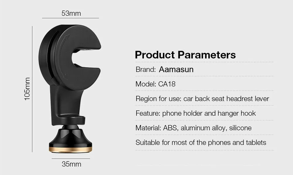 Universal Car Phone Holder Back Seat Bracket Magnetic 360 Degree Stand For iPhone XS MAX X 8 Huawei XiaoMi Samsung iPad Tablet