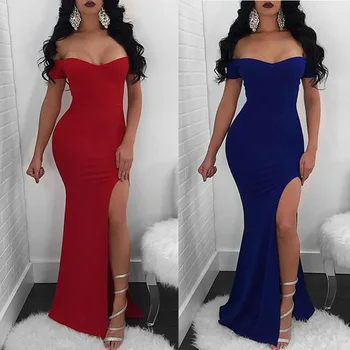 

Off Shoulder V Neck Elegant Women Party Dresses Long Club Maxi Dresses