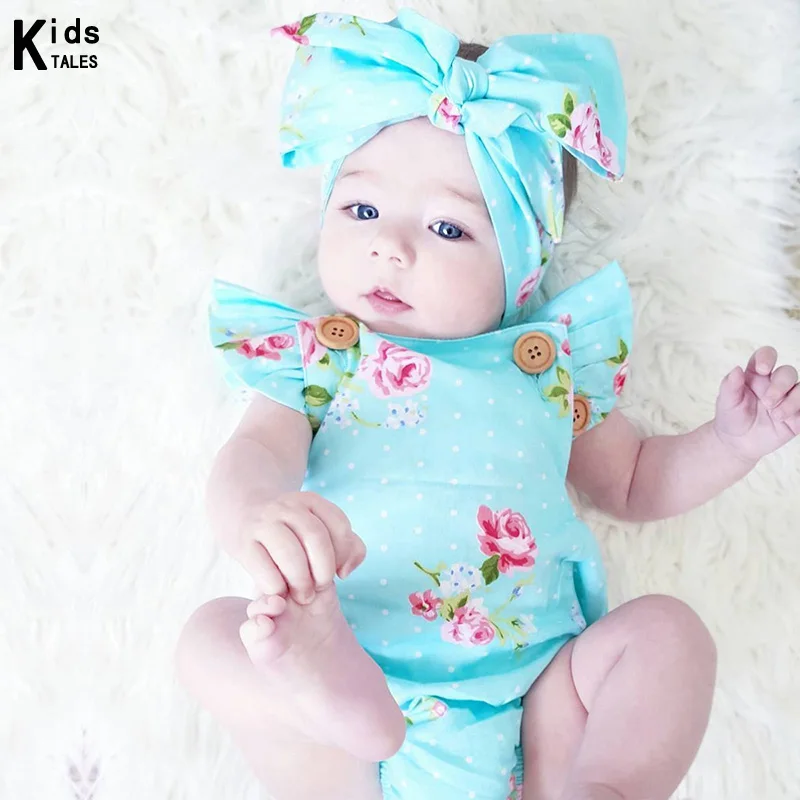 Buy Newborn Baby Girls Clothes Butterfly Sleeve Romper