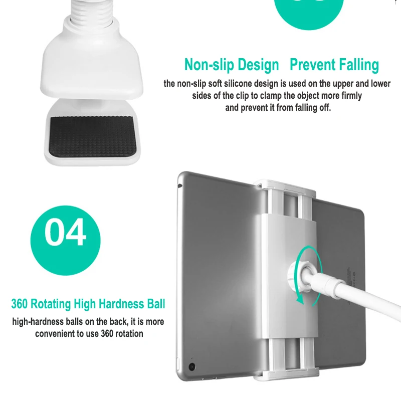  Tablet Holder Long Arm Bed/Desktop Clip Bracket For Samsung Ipad Air Mini Xiaomi Mipad 4.0 To10.5 i