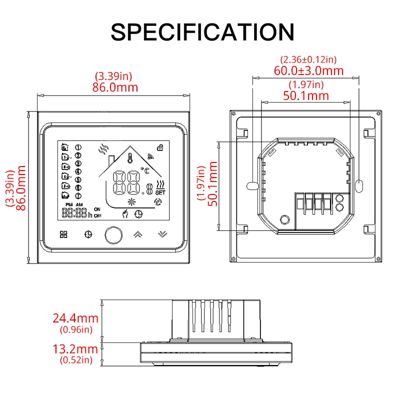2 Pipe WiFi Air Conditioner Thermostat Temperature