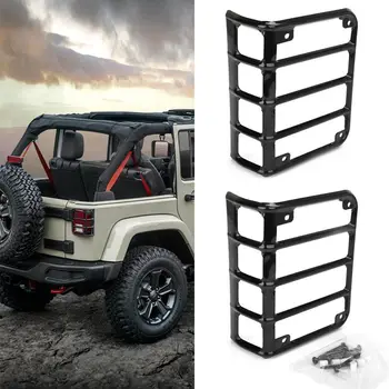 

Aluminum Black Rear Tail Light Guards Cover Trim Registration Plate Holder for 2007-2018 Jeep Wrangler JK