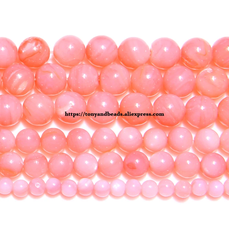

Free Shipping Color dyed Pink Natural Chinese Pearl Shell Round Loose Beads 4 6 8 MM Pick Size for Jewelry Making
