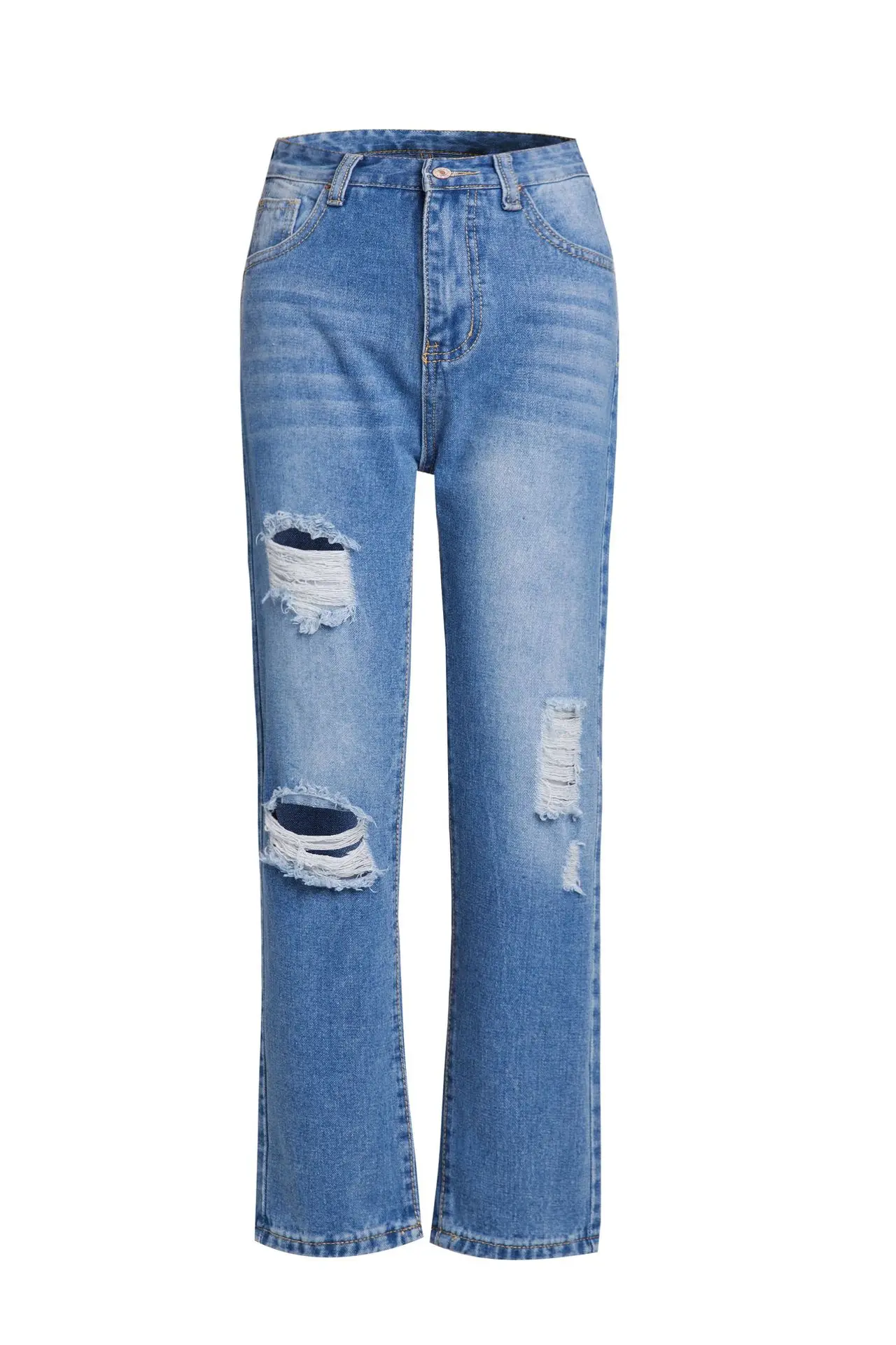 Однотонные рваные широкие джинсы модные офисные женские модные брюки с высокой талией брюки