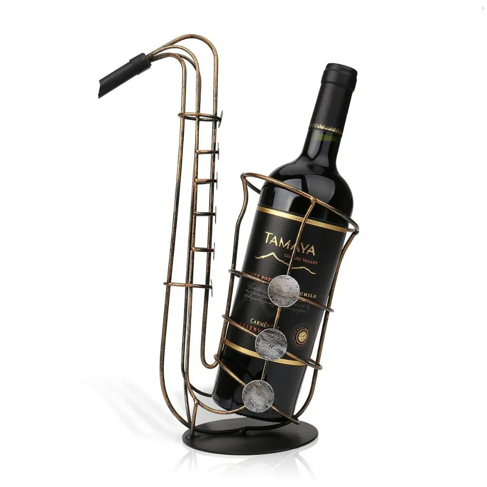 

Tooarts Metal Sax Wine Rack Modern Crafts Artwork Gift Wine Holder Figurine Creative Wine Bottle Stand Home Decoration Accessory