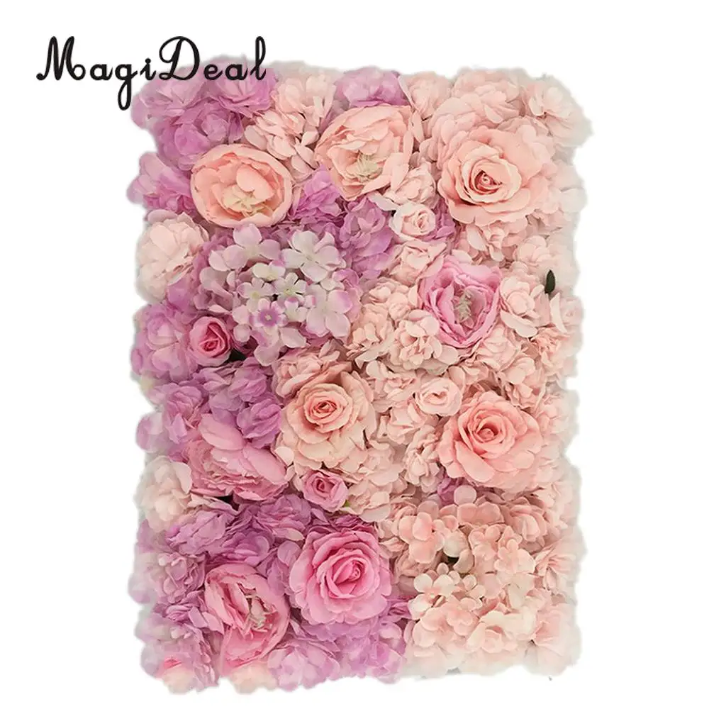 MagiDeal 4pcs Romantic Artificial Silk Flower Wall Panels for showcase stage Wedding Party Decoration Artificial Flower Wall