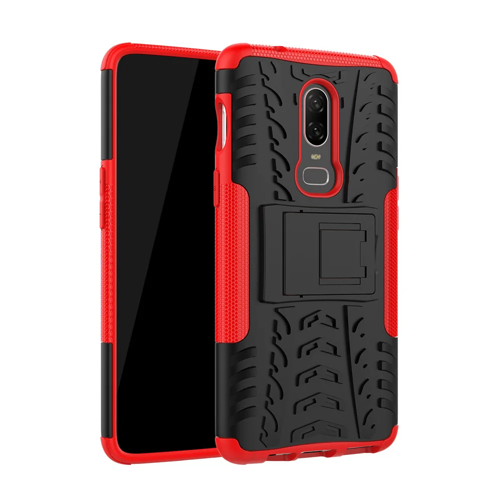 Чехол для One Plus 7 Pro 6 6T 5 T, сверхпрочный армированный Гибридный Твердый Пластик, мягкий силиконовый чехол для OnePlus 7T 5T 6 T, держатель для телефона - Цвет: Red