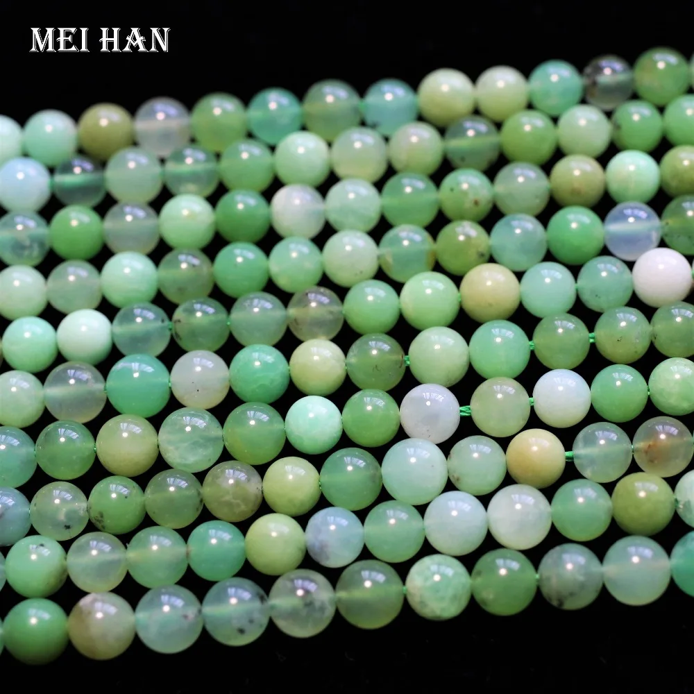 

Meihan Free shipping (1 strand/set) natural Chrysoprase 5-5.5mm smooth round loose beads for jewelry design making gift