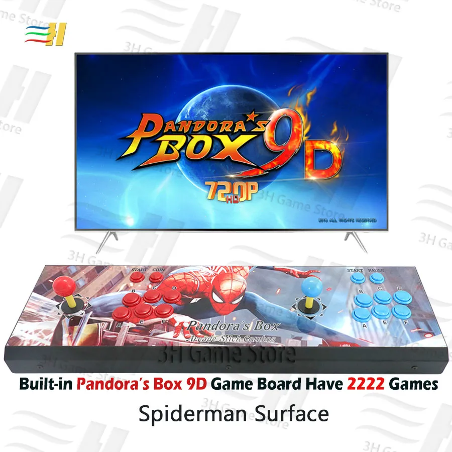 2019 Pandora box 9d 2222 in 1 console 2 players joystick button HDMI VGA output HD usb joystick for pc ps3 pandora's box 5s 6s 7