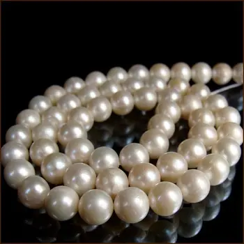 

AAAA+ 9-10mm Near Round genuine white freshwater Pearl loose beads strand 15"