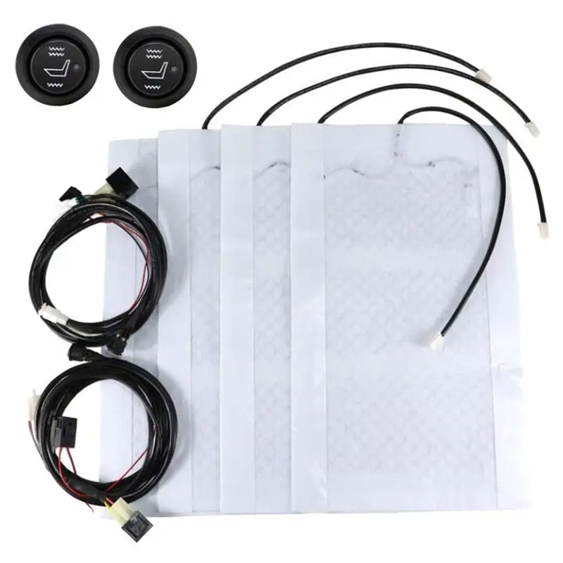 4 Pcs Carbon Fiber Seat Heater Kit Hi/Lo Setting Auto Heated Seat Pad