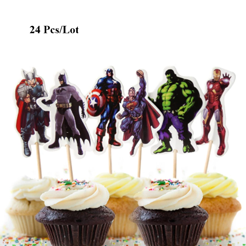 Капитан Америка super hero вечерние Топпер тема вечерние бокалы для кексов день рождения поставки супер hero верхушка для торта